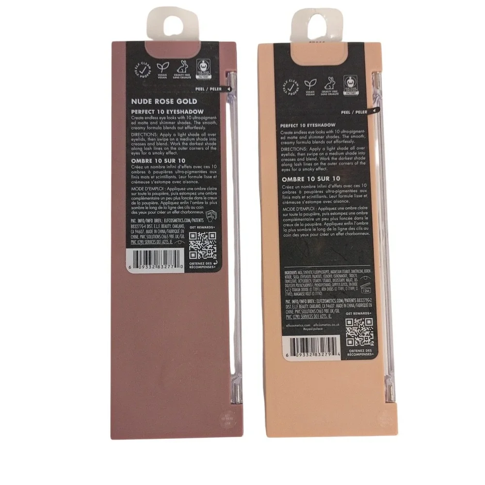 E.L.F. Perfect 10 Eyeshadow Nude Rose Gold 83277 and Need It Nude 83279